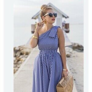 Eliza J One-Shoulder Fit & Flare Dress size 12 Petite